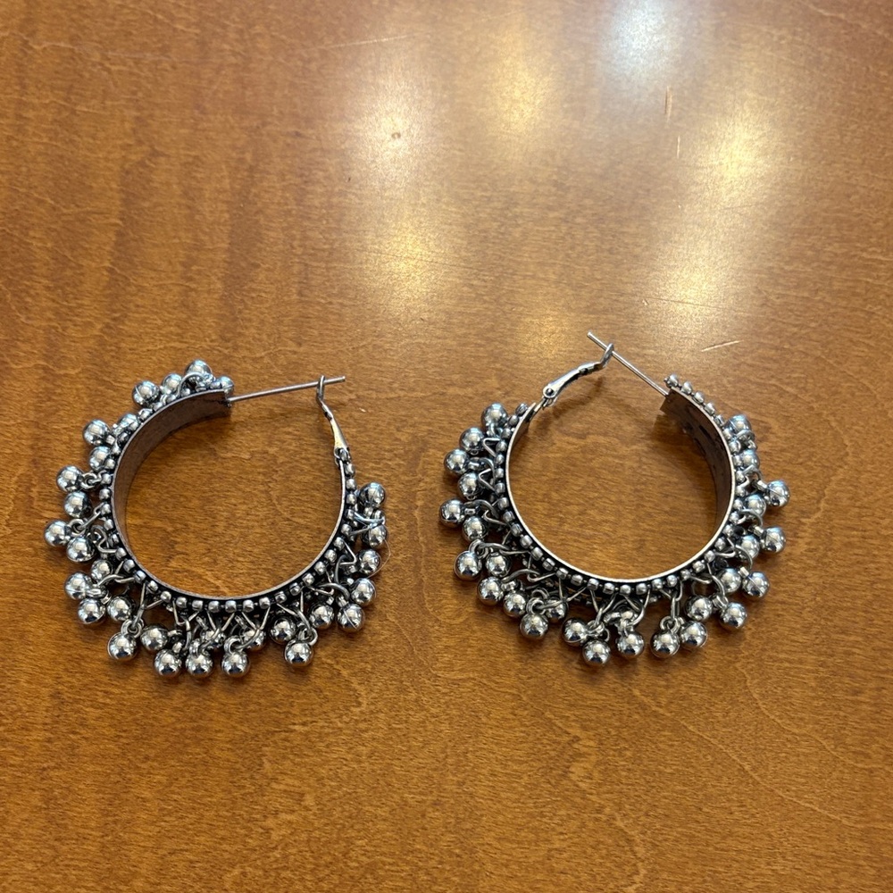 Elegant Silver finish Hoop Earrings
